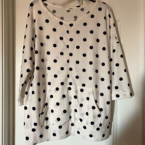 Cherish white and navy blue polka blouse